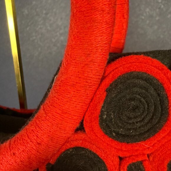 UNIQUE Peruvian PAYA red and black felt top handle bag - Picture 10 of 10